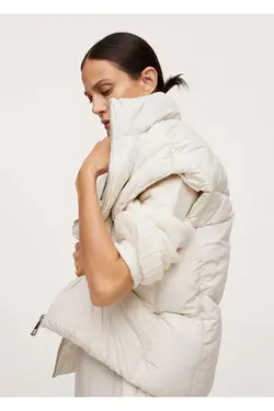 جلیقه زیپ دار لحافی زنانه سفید مانگو MANGO (ساخت اسپانیا)