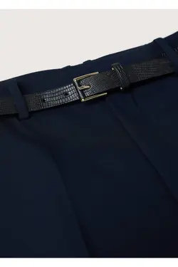 شلوار پارچه ای سگک کمربند زنانه سرمه ای مانگو MANGO (ساخت اسپانیا)