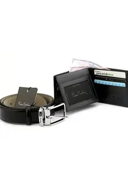 ست کت و شلوار چرمی مردانه مشکی پیر کاردین Pierre Cardin (ساخت فرانسه)