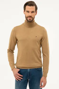 ژاکت بافتنی یقه اسکی مردانه بژ پیر کاردین Pierre Cardin (ساخت فرانسه)