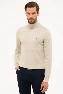 ژاکت بافتنی یقه اسکی مردانه شیری پیر کاردین Pierre Cardin (ساخت فرانسه)