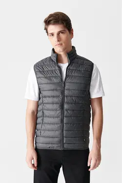 جلیقه پاف یقه ایستاده مشکی مردانه طوسی آوا Avva (ساخت ترکیه)