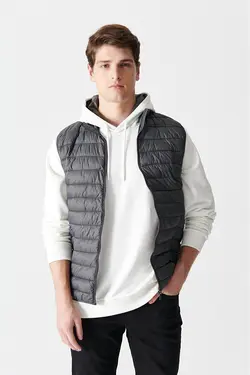 جلیقه پاف یقه ایستاده مشکی مردانه طوسی آوا Avva (ساخت ترکیه)