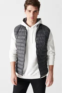 جلیقه پاف یقه ایستاده مشکی مردانه طوسی آوا Avva (ساخت ترکیه)