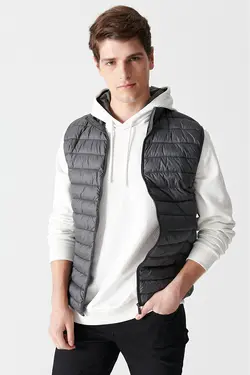 جلیقه پاف یقه ایستاده مشکی مردانه طوسی آوا Avva (ساخت ترکیه)