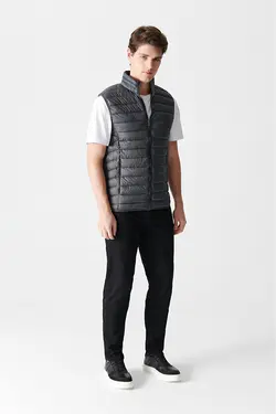 جلیقه پاف یقه ایستاده مشکی مردانه طوسی آوا Avva (ساخت ترکیه)