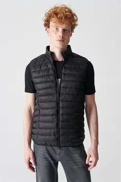 جلیقه پاف یقه ایستاده مشکی مردانه مشکی آوا Avva (ساخت ترکیه)