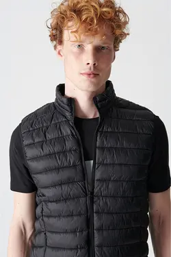 جلیقه پاف یقه ایستاده مشکی مردانه مشکی آوا Avva (ساخت ترکیه)