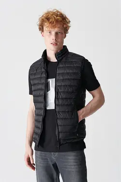 جلیقه پاف یقه ایستاده مشکی مردانه مشکی آوا Avva (ساخت ترکیه)