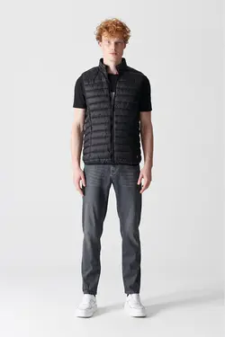 جلیقه پاف یقه ایستاده مشکی مردانه مشکی آوا Avva (ساخت ترکیه)