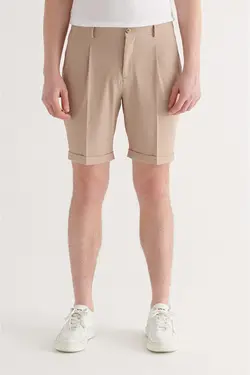 شلوارک پاکتی راه راه جیب دار مردانه کرم آوا Avva (ساخت ترکیه)