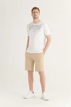 شلوارک راسته ساده جیب دار مردانه کرم آوا Avva (ساخت ترکیه)