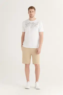 شلوارک راسته ساده جیب دار مردانه کرم آوا Avva (ساخت ترکیه)