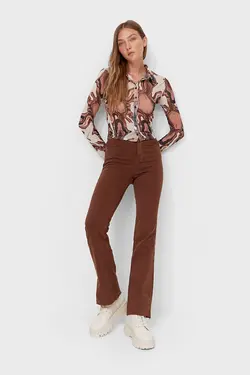 شلوار جین دمپا چاک دار قهوه ای زنانه استرادیواریوس Stradivarius (ساخت اسپانیا)