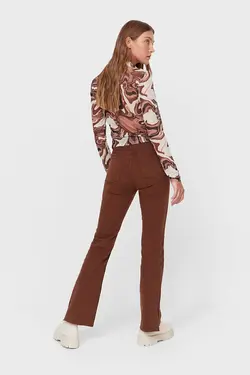 شلوار جین دمپا چاک دار قهوه ای زنانه استرادیواریوس Stradivarius (ساخت اسپانیا)