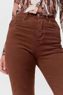 شلوار جین دمپا چاک دار قهوه ای زنانه استرادیواریوس Stradivarius (ساخت اسپانیا)