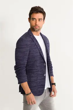 کت تک اسلیم فیت نیلی یقه انگلیسی مردانه آوا Avva (ساخت ترکیه)