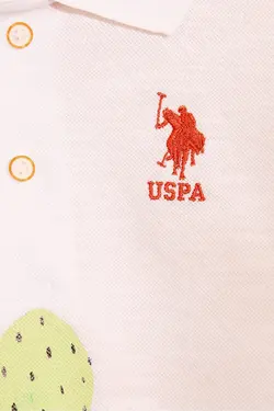 تی شرت یقه پولو با طرح کاکتوس پسرانه سفید یو اس پولو US Polo (ساخت ترکیه)