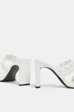 صندل پاشنه بلند بند بافتنی زنانه سفید برشکا Bershka (ساخت اسپانیا)