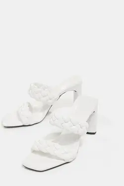 صندل پاشنه بلند بند بافتنی زنانه سفید برشکا Bershka (ساخت اسپانیا)