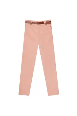 شلوار فاق بلند کمربند دار گلبه ای زنانه از برند استرادیواریوس Stradivarius (ساخت اسپانیا)