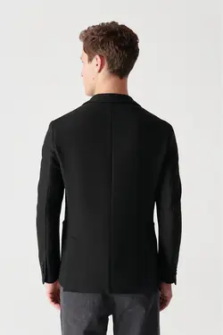 کت تک مردانه یقه انگلیسی جیب دار مشکی آوا Avva (ساخت ترکیه)