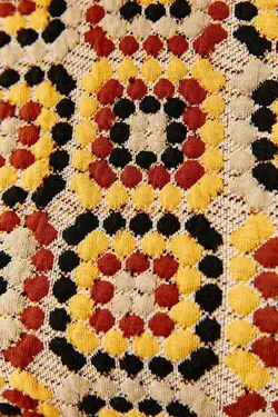 کراپ آستین بلند قلاب بافی یقه ایستاده طرحدار زنانه رنگ کرم برشکا Bershka (ساخت اسپانیا)