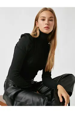 ژاکت بافتنی یقه ایستاده مشکی زنانه از برند  کوتون Koton (ساخت ترکیه)