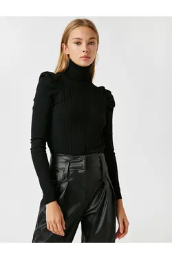 ژاکت بافتنی یقه ایستاده مشکی زنانه از برند  کوتون Koton (ساخت ترکیه)