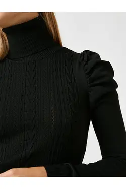 ژاکت بافتنی یقه ایستاده مشکی زنانه از برند  کوتون Koton (ساخت ترکیه)