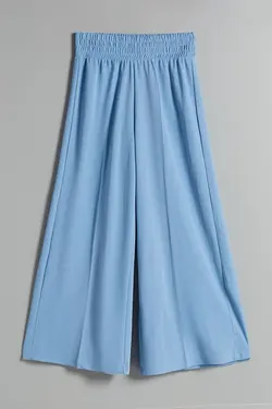 شلوار نخی گشاد کمر پهن زنانه رنگ آبی برشکا Bershka (ساخت اسپانیا)