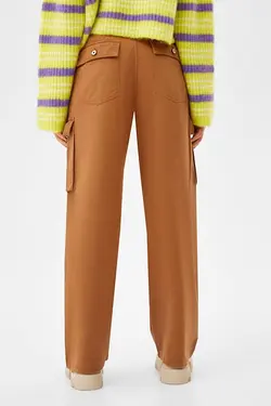 شلوار راسته 6 جیب زنانه رنگ شتری برشکا Bershka (ساخت اسپانیا)