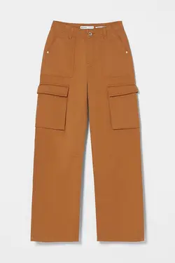 شلوار راسته 6 جیب زنانه رنگ شتری برشکا Bershka (ساخت اسپانیا)