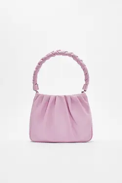 کیف دستی با بند بافتنی زنانه رنگ بنفش برشکا Bershka (ساخت اسپانیا)