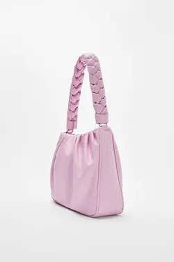 کیف دستی با بند بافتنی زنانه رنگ بنفش برشکا Bershka (ساخت اسپانیا)