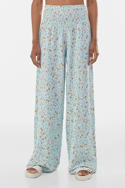 شلوار راسته گشاد زنانه گل گلی رنگ سبز برشکا Bershka (ساخت اسپانیا)