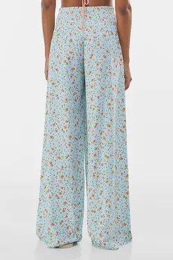 شلوار راسته گشاد زنانه گل گلی رنگ سبز برشکا Bershka (ساخت اسپانیا)