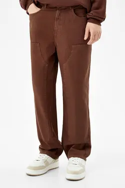 شلوار گشاد 5 جیب مردانه رنگ قهوه ای برشکا Bershka (ساخت اسپانیا)