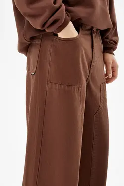 شلوار گشاد 5 جیب مردانه رنگ قهوه ای برشکا Bershka (ساخت اسپانیا)