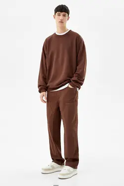 شلوار گشاد 5 جیب مردانه رنگ قهوه ای برشکا Bershka (ساخت اسپانیا)