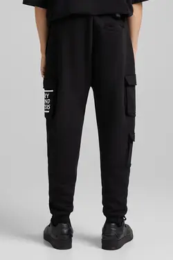 شلوار اسلش نخی 6 جیب طرح دار مردانه رنگ مشکی برشکا Bershka (ساخت اسپانیا)