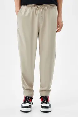 شلوار کلاسیک آجدار گشاد مردانه رنگ کرم برشکا Bershka (ساخت اسپانیا)