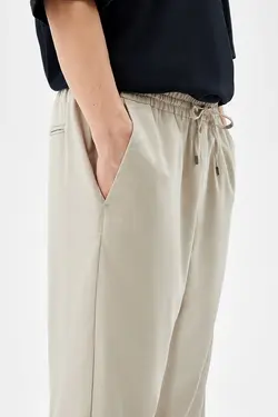 شلوار کلاسیک آجدار گشاد مردانه رنگ کرم برشکا Bershka (ساخت اسپانیا)