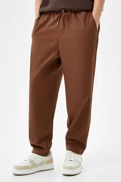 شلوار کلاسیک آجدار گشاد مردانه رنگ قهوه ای برشکا Bershka (ساخت اسپانیا)