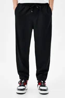 شلوار کلاسیک آجدار گشاد مردانه رنگ مشکی برشکا Bershka (ساخت اسپانیا)