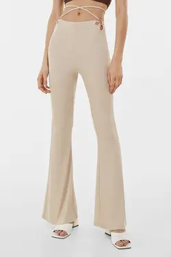 شلوار پالازو دمپا گشاد زنانه رنگ شنی ماسه ای برشکا Bershka (ساخت اسپانیا)