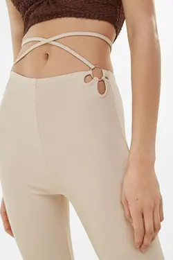 شلوار پالازو دمپا گشاد زنانه رنگ شنی ماسه ای برشکا Bershka (ساخت اسپانیا)