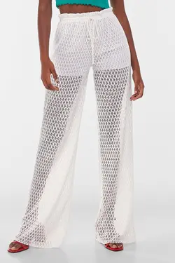 شلوار گشاد قلاب بافی زنانه رنگ سفید برشکا Bershka (ساخت اسپانیا)