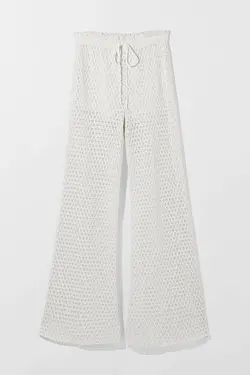 شلوار گشاد قلاب بافی زنانه رنگ سفید برشکا Bershka (ساخت اسپانیا)