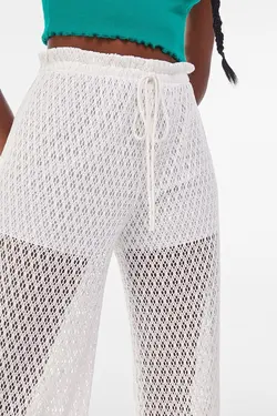 شلوار گشاد قلاب بافی زنانه رنگ سفید برشکا Bershka (ساخت اسپانیا)